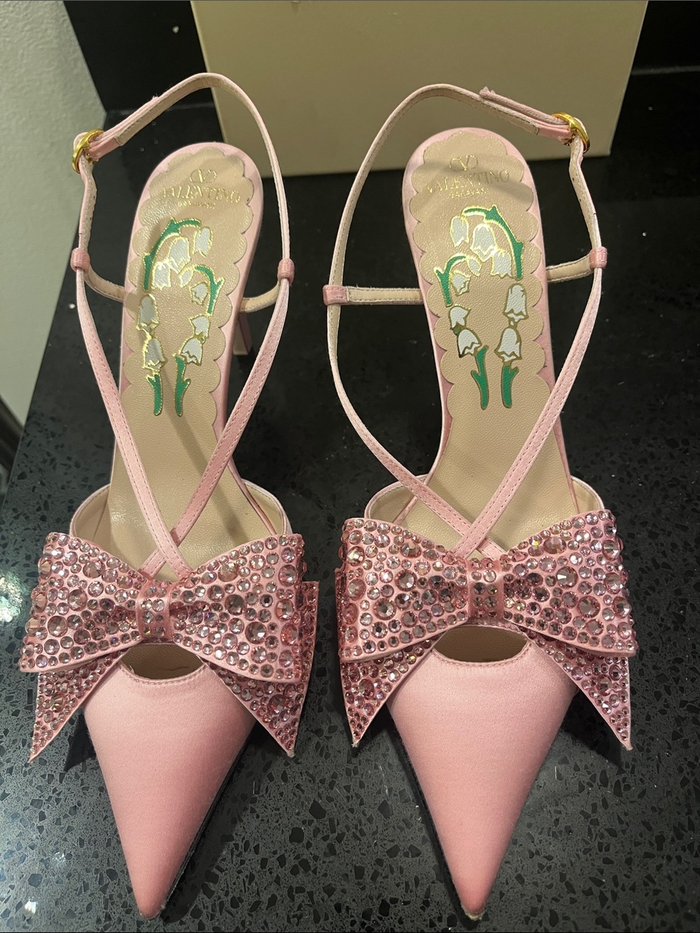 Valentino Garavani Pink Crystal Bow Slingback Pumps - Picture 5 of 8